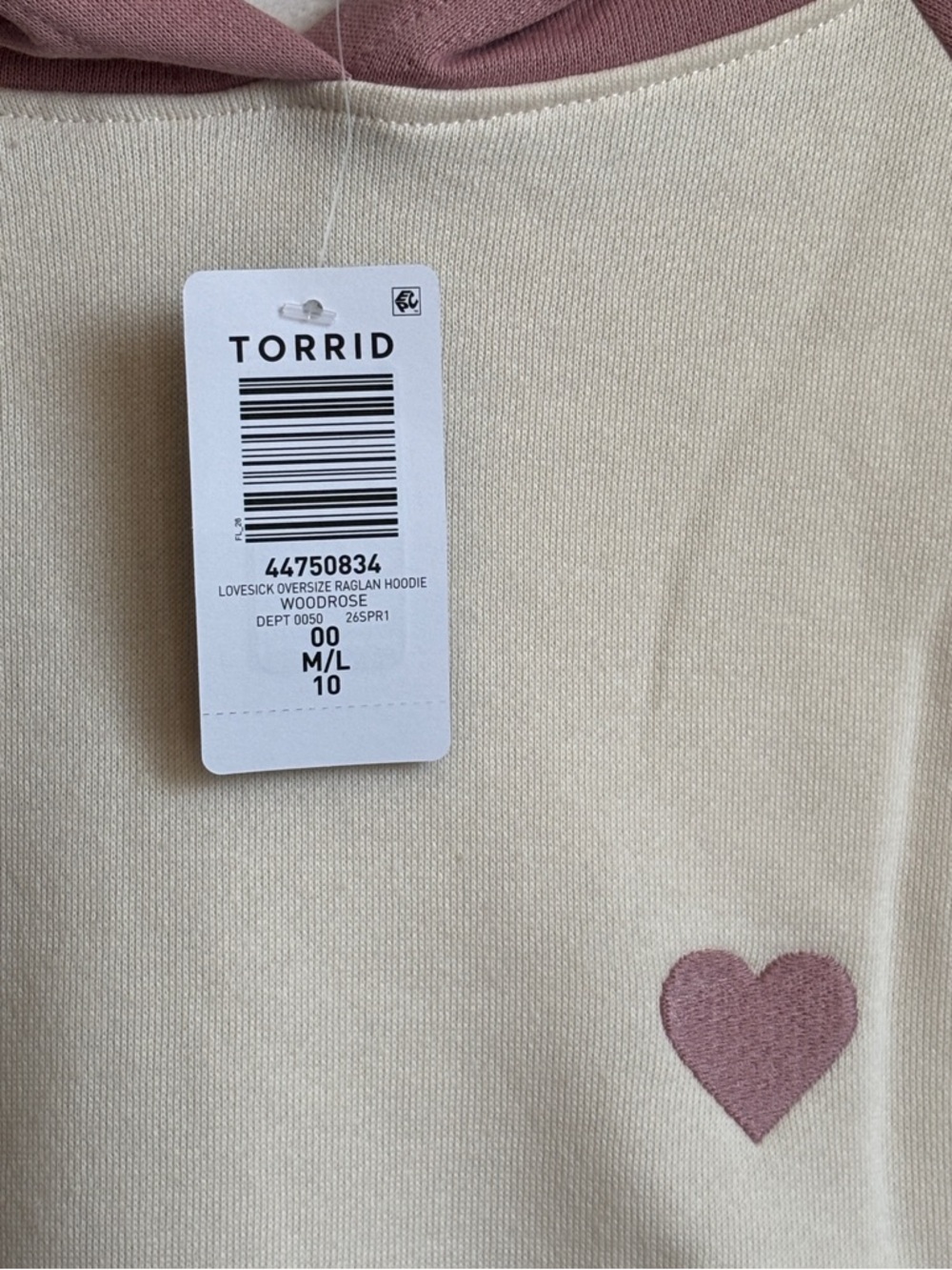 NWT Torrid Lovesick Hoodie Pink White Heart Cozy Oversized Sweatshirt M/L 00 - Picture 3 of 3